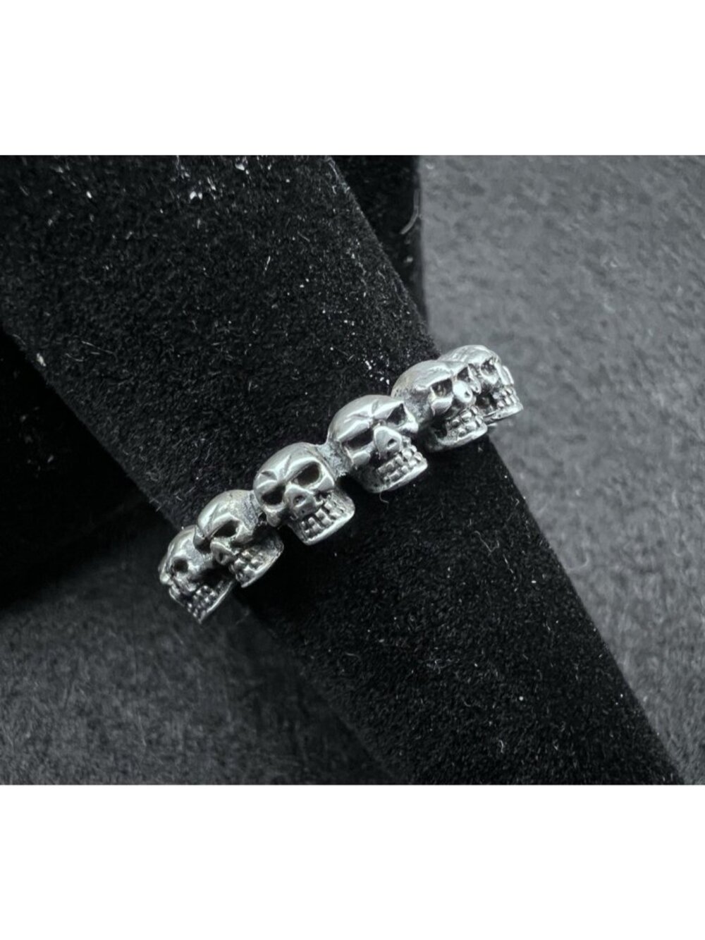 Vintage Sterling Silver Infinity Skull Band Ring Size 9 5.2g